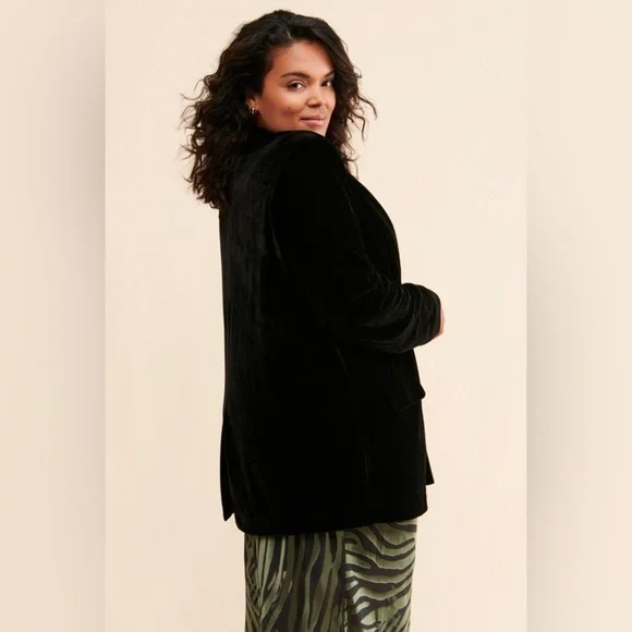 Anthropologie Endless Rose Black Velvet blazer - Picture 3 of 6